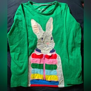 Mini Boden Embroidered Embossed Kid's Hidden Feature Under Zipper Bunny Shirt